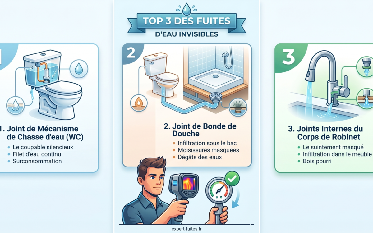 Top 3 des fuites d'eau