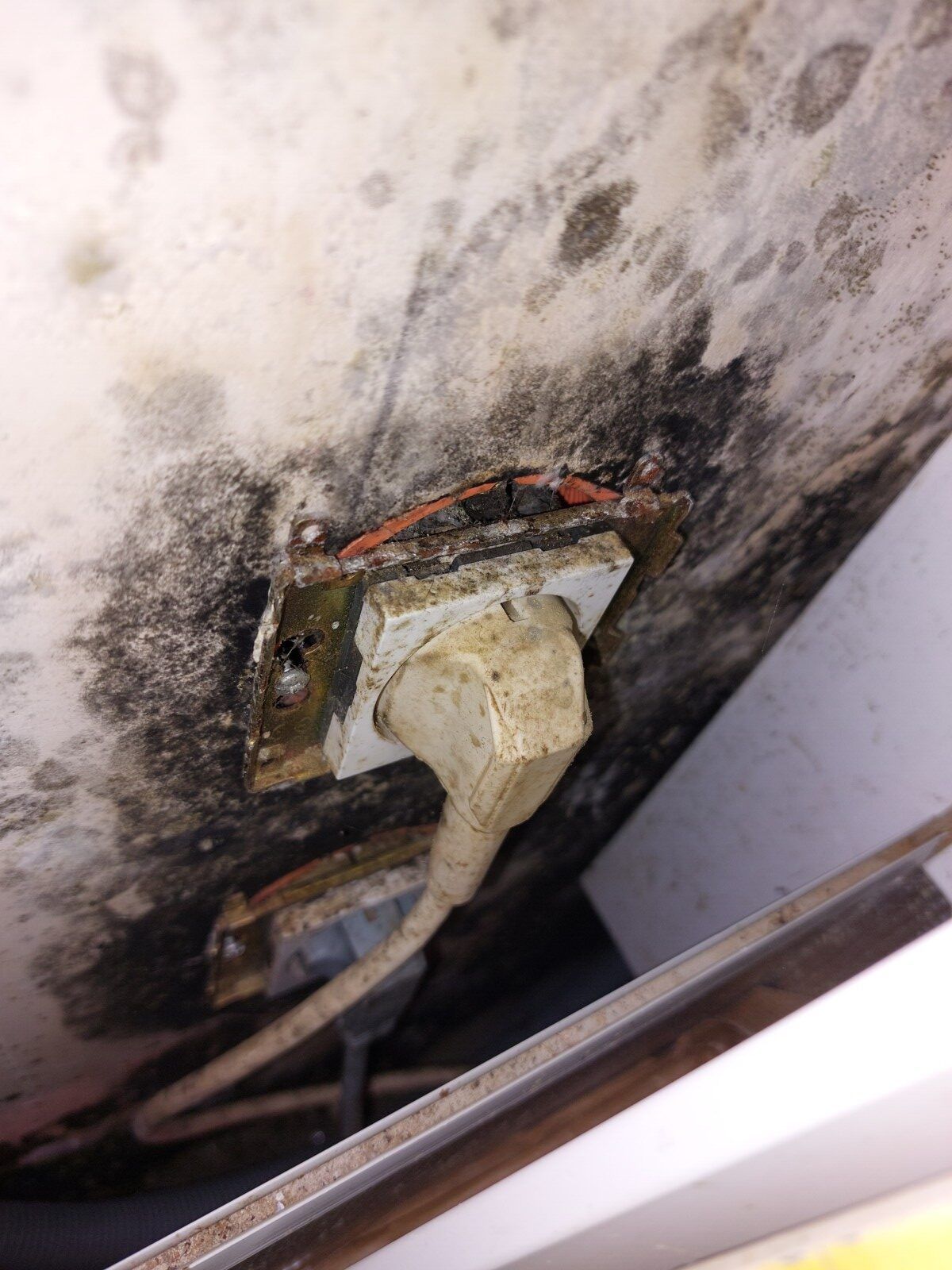 humidité dans les murs autour d'une prise de courant